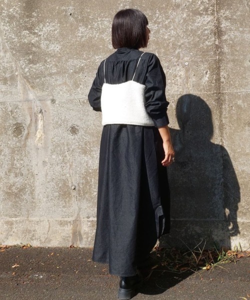 本日限定価格】フレンチリネン ピンタック バンドカラーワンピース