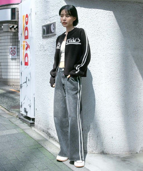 3.3 Field Trip （3.3フィールドトリップ）の「3.3 Field Trip／ロゴラインニットZIP（カーディガン/ボレロ・レディース・ネイビー/ブラウン/ブラック・FREE）」の4枚目の写真