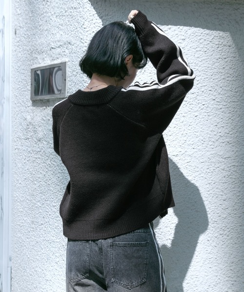 3.3 Field Trip （3.3フィールドトリップ）の「3.3 Field Trip／ロゴラインニットZIP（カーディガン/ボレロ・レディース・ネイビー/ブラウン/ブラック・FREE）」の9枚目の写真