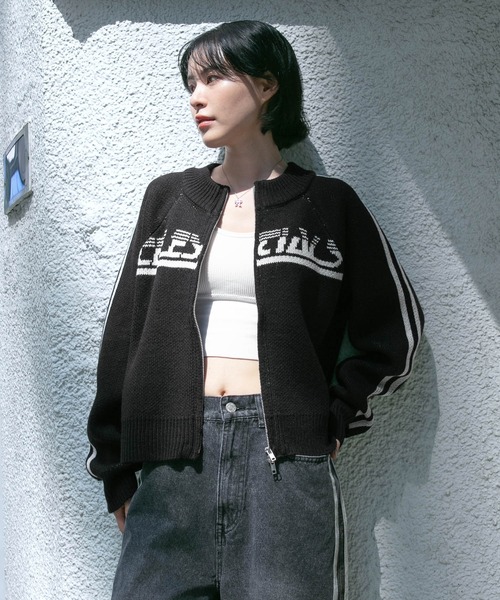 3.3 Field Trip （3.3フィールドトリップ）の「3.3 Field Trip／ロゴラインニットZIP（カーディガン/ボレロ・レディース・ネイビー/ブラウン/ブラック・FREE）」の6枚目の写真