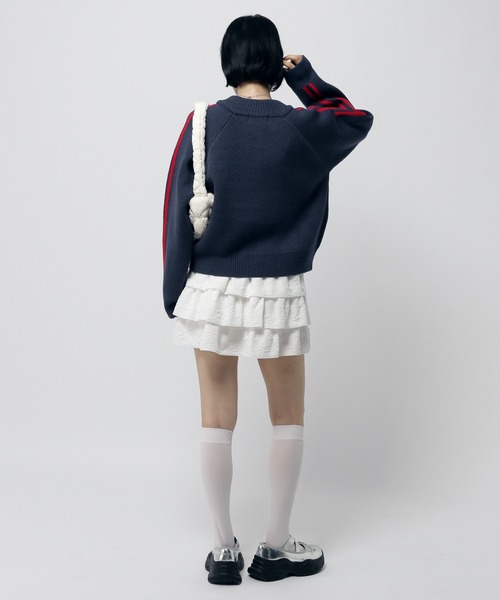 3.3 Field Trip （3.3フィールドトリップ）の「3.3 Field Trip／ロゴラインニットZIP（カーディガン/ボレロ・レディース・ネイビー/ブラウン/ブラック・FREE）」の18枚目の写真