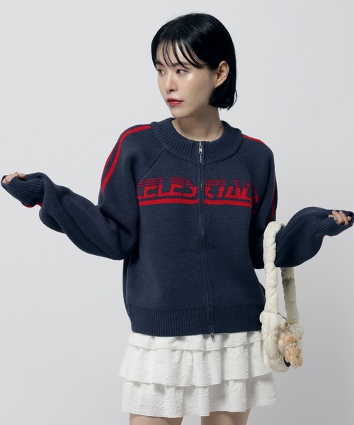 3.3 Field Trip （3.3フィールドトリップ）の「3.3 Field Trip／ロゴラインニットZIP（カーディガン/ボレロ・レディース・ネイビー/ブラウン/ブラック・FREE）」の19枚目の写真