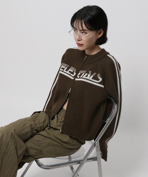 3.3 Field Trip （3.3フィールドトリップ）の「3.3 Field Trip／ロゴラインニットZIP（カーディガン/ボレロ・レディース・ネイビー/ブラウン/ブラック・FREE）」の16枚目の写真