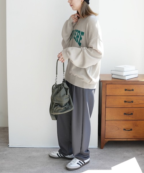 reca（レカ）の「カレッジロゴニットソー（ニット/セーター・レディース・ライトグレー/ブラック・FREE）」の7枚目の写真