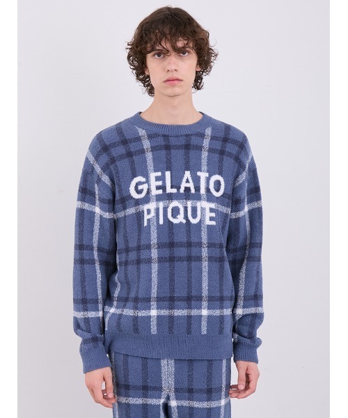 gelato pique（ジェラートピケ）の「【ONLINE限定】【HOMME】チェック柄プルオーバー&ロングパンツセット（ルームウェア/パジャマ・メンズ・ネイビー・LARGE/MEDIUM）」の5枚目の写真