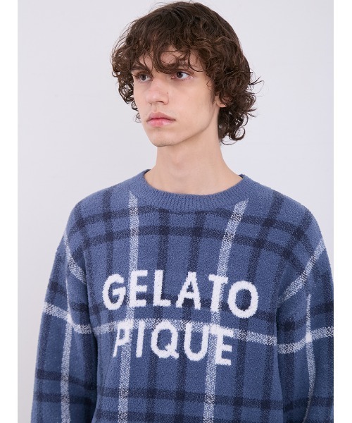 gelato pique（ジェラートピケ）の「【ONLINE限定】【HOMME】チェック柄プルオーバー&ロングパンツセット（ルームウェア/パジャマ・メンズ・ネイビー・LARGE/MEDIUM）」の8枚目の写真