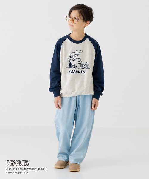 PEANUTS（ピーナッツ）の「75周年限定 PEANUTS / ピーナッツ スヌーピー トレーナー（スウェット・キッズ・モカ/ネイビー/クリーム/サックスブルー・100cm/110cm/120cm/130cm/140cm/150cm/160cm）」の12枚目の写真
