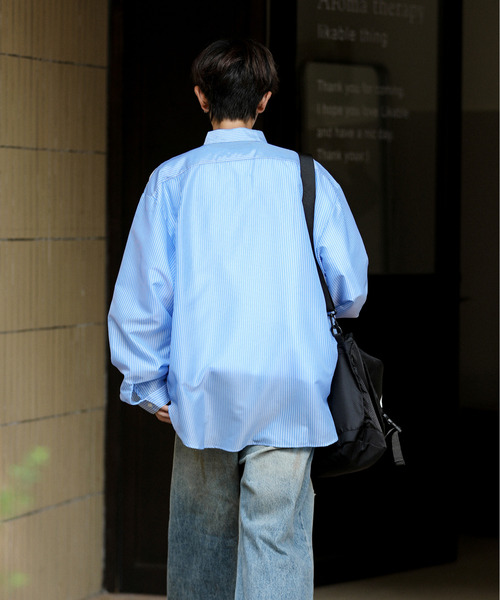 【セール】【neos】ルーズシルエット シャイニー ストライプ バルーン ロングスリーブ シャツ（シャツ/ブラウス）｜neos（ネオス）