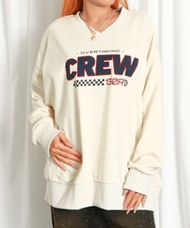 《CREW刺しゅう×ビッグシルエット》レディース 裏毛 プルオーバー スウェット カジュアル 春秋冬