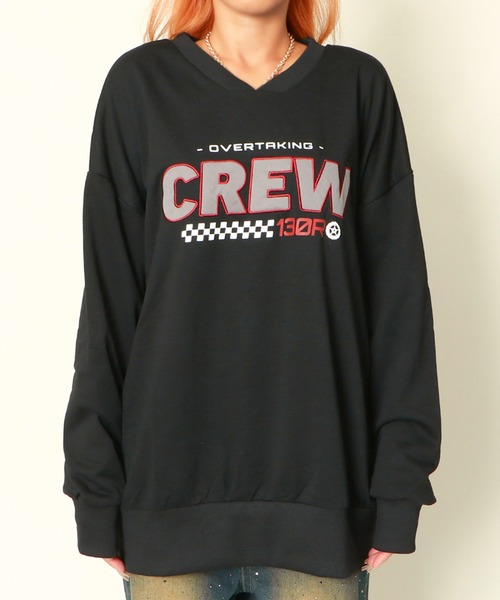 GORGE(ゴージ)の「《CREW刺しゅう×ビッグシルエット》レディース 裏毛 プルオーバー スウェット カジュアル 春秋冬(スウェット・レディース・ブラック/アイボリー・F)」の6枚目の写真
