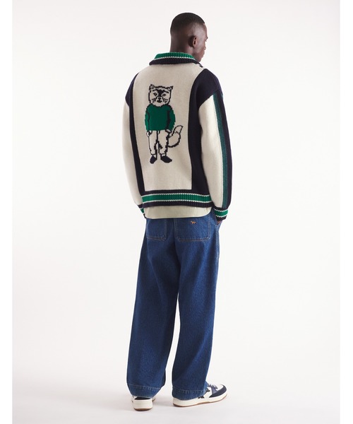 【新品タグ付】ニット カレッジ ブルゾン キツネ MAISON KITSUNE ニット カレッジ ブルゾン (MAISON KITSUNE