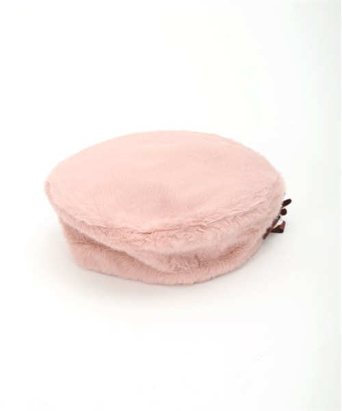 axes femme（アクシーズファム）の「リボンブローチ付ファーベレー（ハンチング/ベレー帽・レディース・ブラック/ピンク/キナリ・FREE）」の8枚目の写真