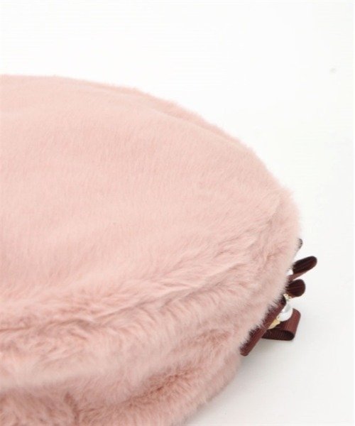 axes femme（アクシーズファム）の「リボンブローチ付ファーベレー（ハンチング/ベレー帽・レディース・ブラック/ピンク/キナリ・FREE）」の10枚目の写真