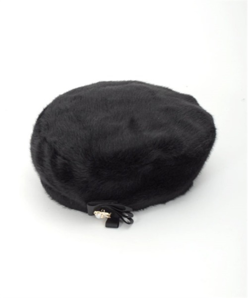 axes femme（アクシーズファム）の「リボンブローチ付ファーベレー（ハンチング/ベレー帽・レディース・ブラック/ピンク/キナリ・FREE）」の18枚目の写真