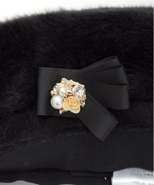 axes femme（アクシーズファム）の「リボンブローチ付ファーベレー（ハンチング/ベレー帽・レディース・ブラック/ピンク/キナリ・FREE）」の21枚目の写真