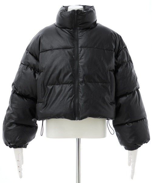 ZARA ブラック M フェイクレザークロップドダウンジャケット ZARA ブラック M フェイクレザークロップドダウンジャケット ZARA