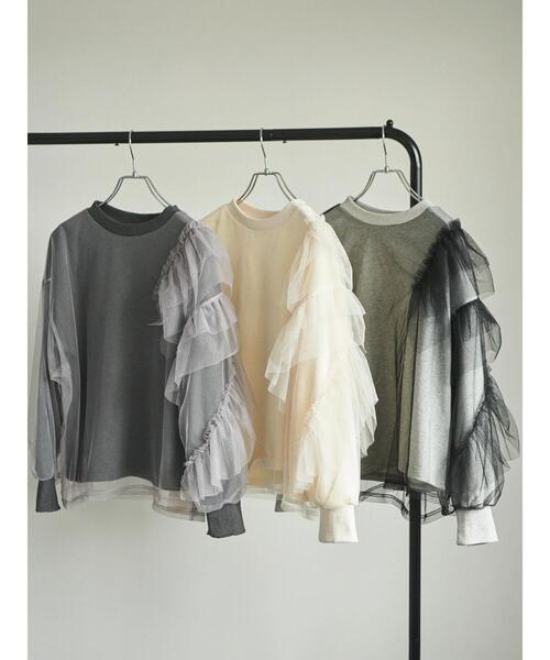 Te chichi（テチチ）の「【貴島明日香コラボ】オーバーチュールラッフルスウェット（Tシャツ/カットソー・レディース・オフホワイト/チャコールグレー/グレー・F）」の22枚目の写真