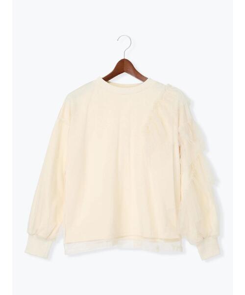 Te chichi（テチチ）の「【貴島明日香コラボ】オーバーチュールラッフルスウェット（Tシャツ/カットソー・レディース・オフホワイト/チャコールグレー/グレー・F）」の12枚目の写真