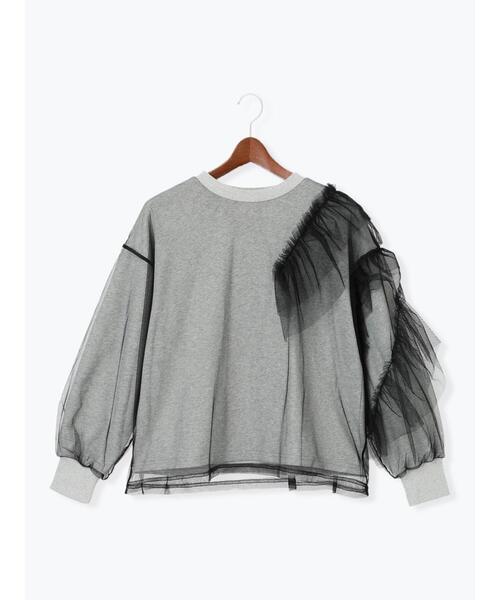 Te chichi（テチチ）の「【貴島明日香コラボ】オーバーチュールラッフルスウェット（Tシャツ/カットソー・レディース・オフホワイト/チャコールグレー/グレー・F）」の11枚目の写真
