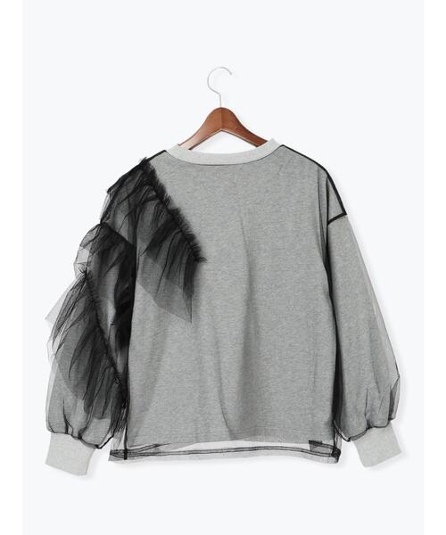 Te chichi（テチチ）の「【貴島明日香コラボ】オーバーチュールラッフルスウェット（Tシャツ/カットソー・レディース・オフホワイト/チャコールグレー/グレー・F）」の10枚目の写真