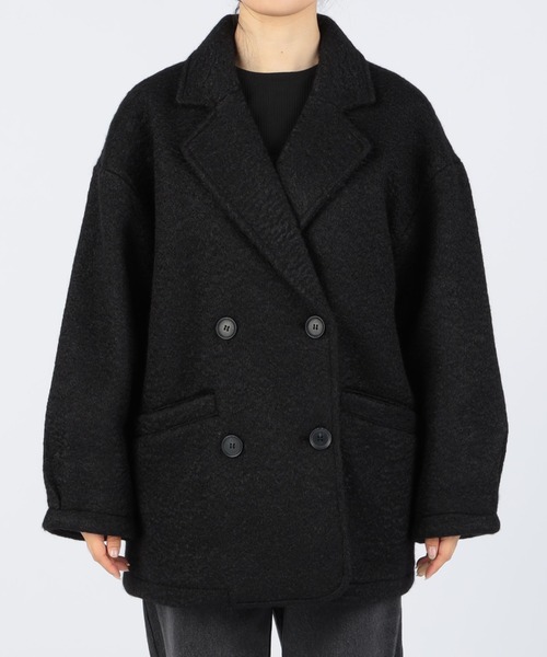 CECIL McBEE（セシルマクビー）の「ウールリングニットダブルジャケットコート（チェスターコート・レディース・グレー/ブラック/アイボリー・LARGE/MEDIUM）」の13枚目の写真