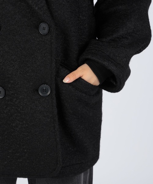 CECIL McBEE（セシルマクビー）の「ウールリングニットダブルジャケットコート（チェスターコート・レディース・グレー/ブラック/アイボリー・LARGE/MEDIUM）」の8枚目の写真