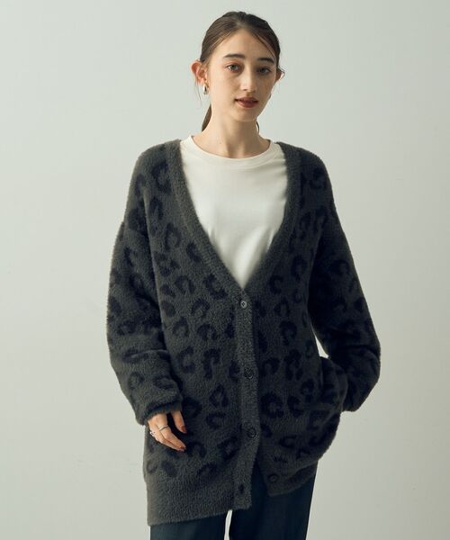 Editt by YECCA VECCA(エディットバイイェッカヴェッカ)の「レオパードジャガードフェザーカーディガン(カーディガン/ボレロ・レディース・キャメル/チャコールグレー・FREE)」の11枚目の写真