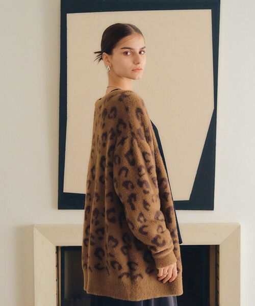 Editt by YECCA VECCA(エディットバイイェッカヴェッカ)の「レオパードジャガードフェザーカーディガン(カーディガン/ボレロ・レディース・キャメル/チャコールグレー・FREE)」の17枚目の写真