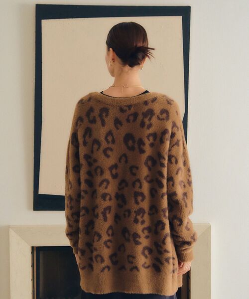 Editt by YECCA VECCA(エディットバイイェッカヴェッカ)の「レオパードジャガードフェザーカーディガン(カーディガン/ボレロ・レディース・キャメル/チャコールグレー・FREE)」の18枚目の写真
