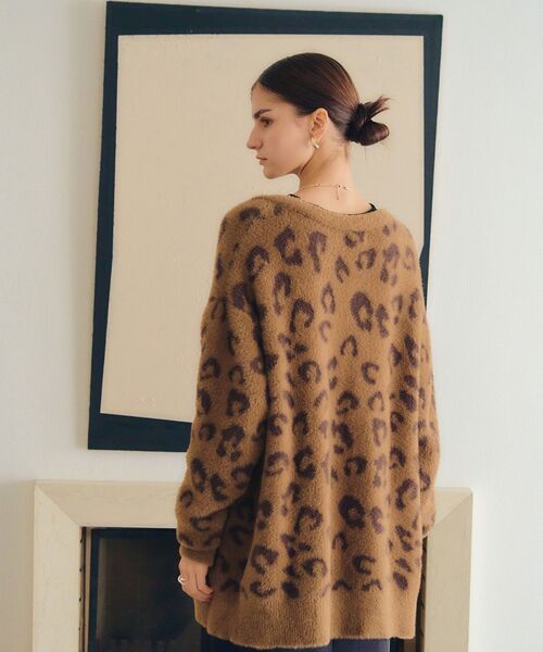 Editt by YECCA VECCA(エディットバイイェッカヴェッカ)の「レオパードジャガードフェザーカーディガン(カーディガン/ボレロ・レディース・キャメル/チャコールグレー・FREE)」の19枚目の写真