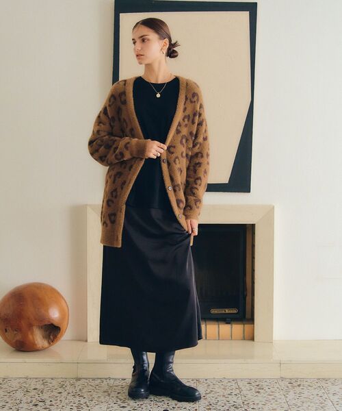 Editt by YECCA VECCA(エディットバイイェッカヴェッカ)の「レオパードジャガードフェザーカーディガン(カーディガン/ボレロ・レディース・キャメル/チャコールグレー・FREE)」の22枚目の写真