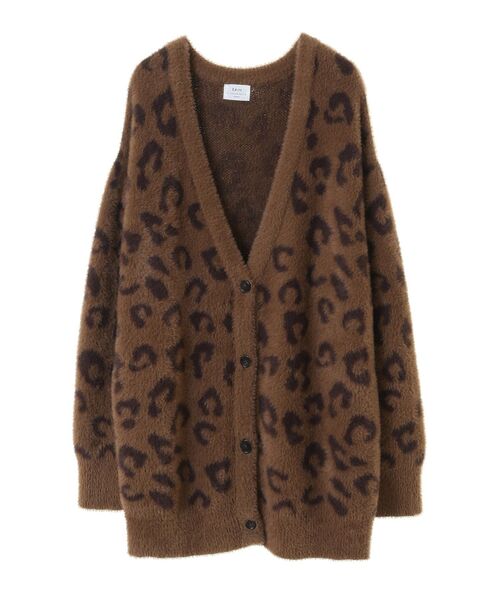 Editt by YECCA VECCA(エディットバイイェッカヴェッカ)の「レオパードジャガードフェザーカーディガン(カーディガン/ボレロ・レディース・キャメル/チャコールグレー・FREE)」の10枚目の写真