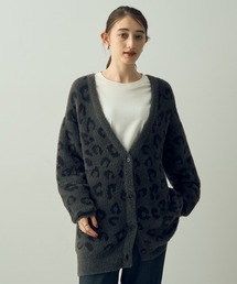 Editt by YECCA VECCA | レオパードジャガードフェザーカーディガン(カーディガン/ボレロ)