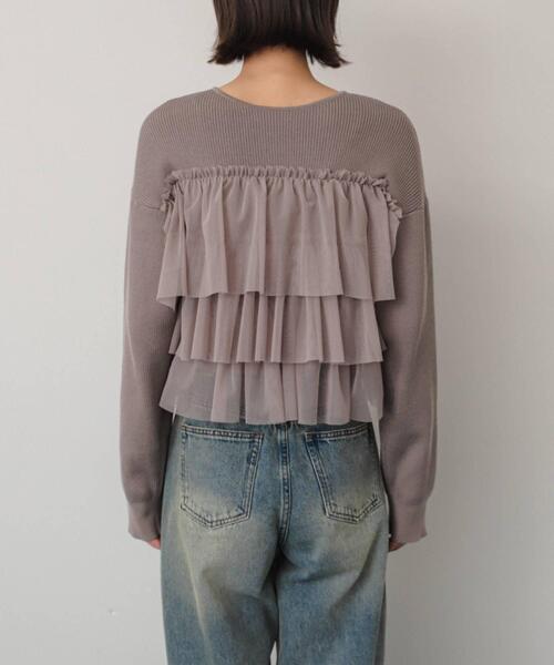 SENSE OF PLACE by URBAN RESEARCH（センスオブプレイスバイアーバンリサーチ）の「ダブルジップフリルニットカーデ（ニット/セーター・レディース・ネイビー/イエロー/ブラック/ライトベージュ・ONE）」の13枚目の写真