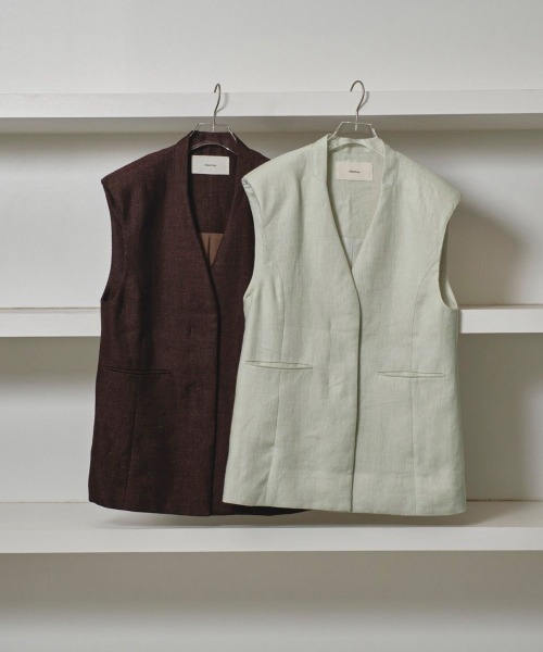 TODAYFUL（トゥデイフル）の「TODAYFUL　Linen Over Vest リネンオーバーベスト/12510107（ベスト・レディース・セージグリーン/チョコ・36）」の7枚目の写真