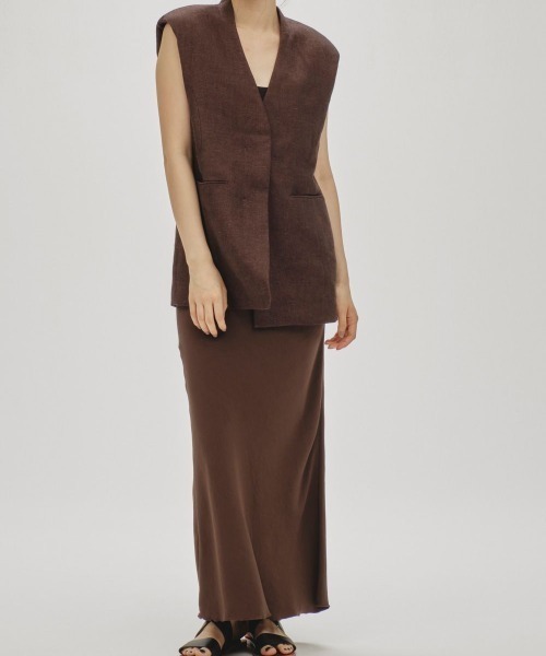 TODAYFUL（トゥデイフル）の「TODAYFUL　Linen Over Vest リネンオーバーベスト/12510107（ベスト・レディース・セージグリーン/チョコ・36）」の6枚目の写真