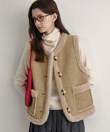 レトロデザイン ボアパイピング ムートンベスト FD24W374【Fano Studios】