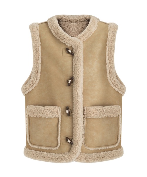 Fano Studios（ファノ ストゥディオズ）の「レトロデザイン ボアパイピング ムートンベスト FD24W374【Fano Studios】（ベスト・レディース・ベージュ・L/M/S）」の9枚目の写真