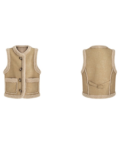 Fano Studios（ファノ ストゥディオズ）の「レトロデザイン ボアパイピング ムートンベスト FD24W374【Fano Studios】（ベスト・レディース・ベージュ・L/M/S）」の10枚目の写真