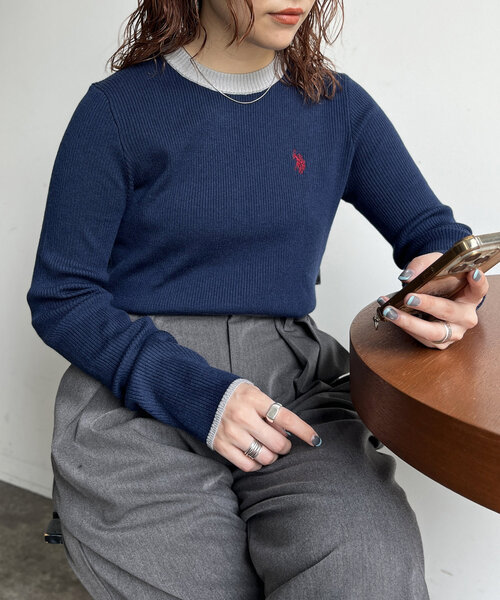 CPCM(シーピーシーエム)の「【U.S. POLO ASSN.】ウォッシャブルリブニット(ニット/セーター・レディース・アイボリー/ホワイト/ブラック/グリーン/ネイビー・FREE)」の5枚目の写真