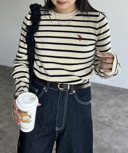 CPCM(シーピーシーエム)の「【U.S. POLO ASSN.】ウォッシャブルリブニット(ニット/セーター・レディース・アイボリー/ホワイト/ブラック/グリーン/ネイビー・FREE)」の6枚目の写真