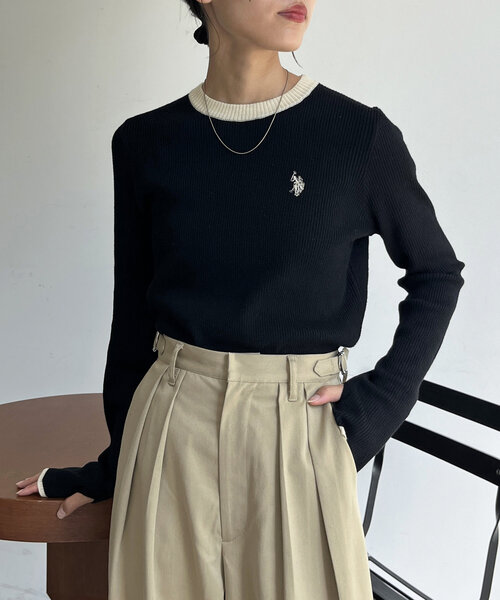 CPCM(シーピーシーエム)の「【U.S. POLO ASSN.】ウォッシャブルリブニット(ニット/セーター・レディース・アイボリー/ホワイト/ブラック/グリーン/ネイビー・FREE)」の17枚目の写真