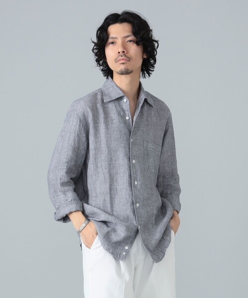 ORIAN（オリアン）の「【別注】ORIAN / リネンコットン ワンピースカラー シャツ（シャツ/ブラウス・メンズ・グレー/ブラック/ホワイト・XS/L/S/M）」の8枚目の写真