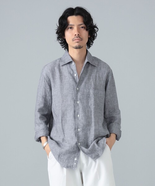 【ビームス別注】ORIAN（オリアン）リネンコットン シャツ Mサイズ 2回着用 別注】ORIAN / リネンコットン ワンピースカラー シャツ（シャツ