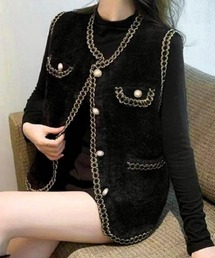 モヘア風ニットベストレディース韓国風秋服