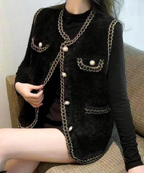 Miniministore(ミニミニストア)の「モヘア風ニットベストレディース韓国風秋服(ベスト・レディース・ブラック/オフホワイト・FREE)」の2枚目の写真