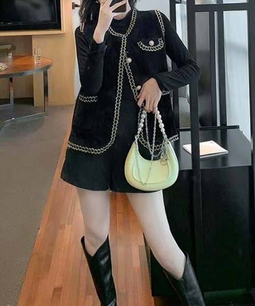 Miniministore(ミニミニストア)の「モヘア風ニットベストレディース韓国風秋服(ベスト・レディース・ブラック/オフホワイト・FREE)」の6枚目の写真