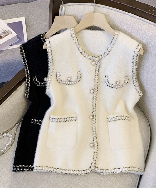 Miniministore(ミニミニストア)の「モヘア風ニットベストレディース韓国風秋服(ベスト・レディース・ブラック/オフホワイト・FREE)」の17枚目の写真
