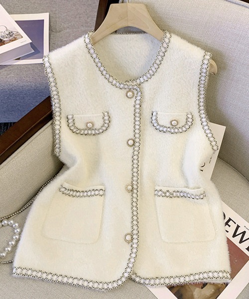 Miniministore(ミニミニストア)の「モヘア風ニットベストレディース韓国風秋服(ベスト・レディース・ブラック/オフホワイト・FREE)」の18枚目の写真