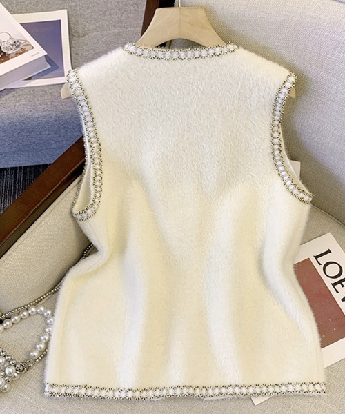 Miniministore(ミニミニストア)の「モヘア風ニットベストレディース韓国風秋服(ベスト・レディース・ブラック/オフホワイト・FREE)」の19枚目の写真